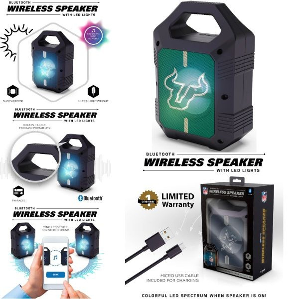 South Florida Bulls Bluetooth Wireless Speaker LED Lights FM Radio NCAA Syncable